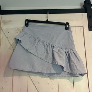 Lush Blue Ruffle Cotton Mini Skirt